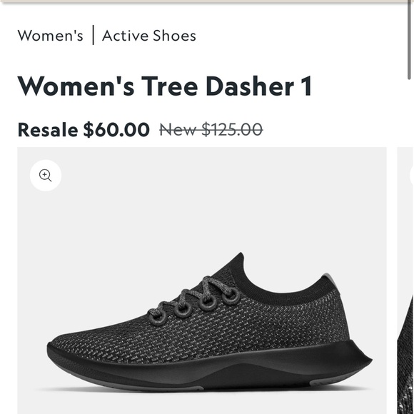 Allbirds Women’s Tree Dasher 1 Black Running Shoes Size 7 - Picture 1 of 7